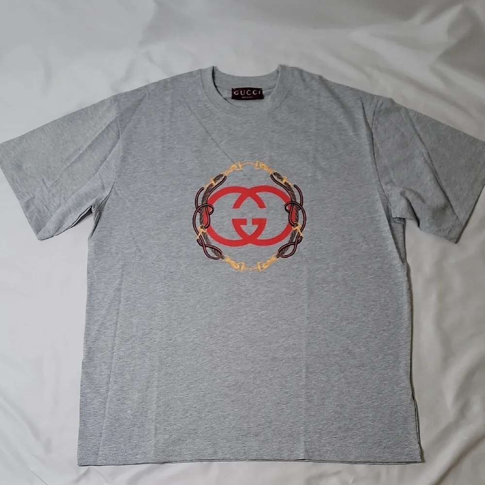 Gucci Cotton Jersey T Shirt With Print In Grey Mélange